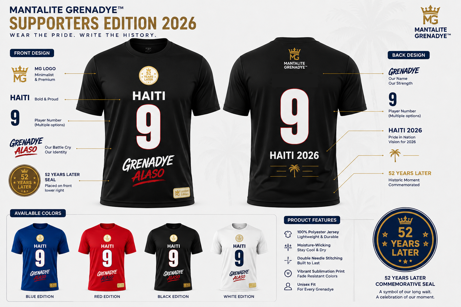 MANTALITE GRENADYE™ Supporters Edition 2026 – Grenadye Alaso Fan Jersey (Number 9)