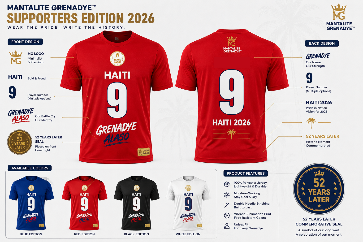 MANTALITE GRENADYE™ Supporters Edition 2026 – Grenadye Alaso Fan Jersey (Number 9)